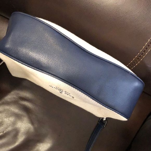 KATE SPADE Navy Leather & Woven Tote Crossbody Shoulder Bag Two Straps Included - Picture 9 of 15